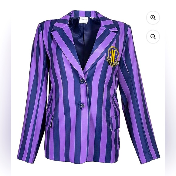 Wednesday Addams Purple Blazer Jacket School Crest Halloween Costume Cosplay XL - Picture 1 of 11